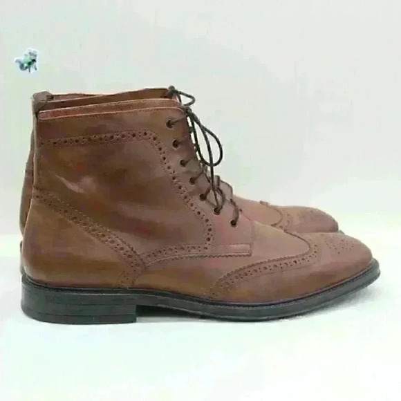 Stafford Men's Brown Leather Brogue Wingtip Chukka Lace Up Size US 12 M - Picture 7 of 11